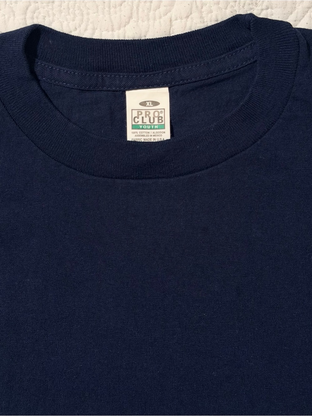 Pro Club Youth Short Sleeve Crew Neck Tee | Navy | Size XL | 100% Cotton | New